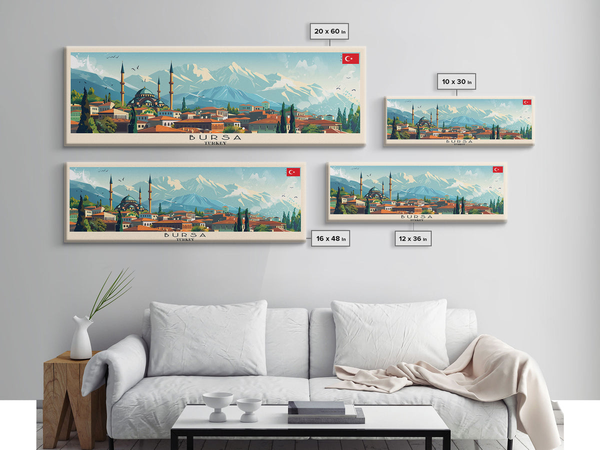 Bursa Turkey Travel Print Wall Art, Panoramic City Art, Travel Art, Wall Decor, Vacation Gift, Framed Canvas Print Or Metal Art