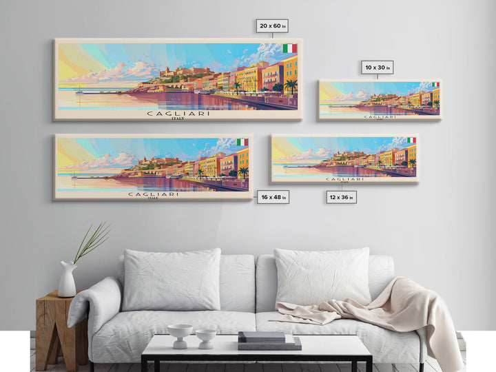 Cagliari Italy Wall Art, Panoramic Travel Poster, Panoramic Framed Canvas Print, City Wall Art, Wall Hanging Home Decor, Travel Art