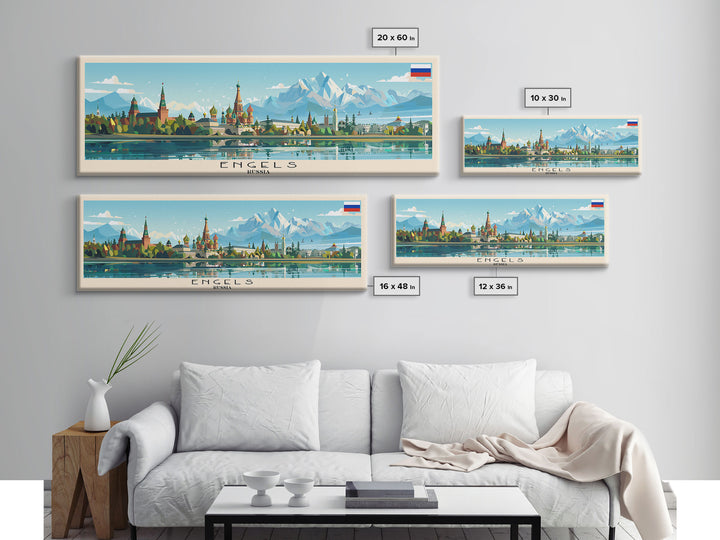 Engels Russia Panoramic Travel Poster, Framed Canvas Print or Metal Wall Art, Travel Art, Home Decor, Panoramic Painting, Midcentury Art