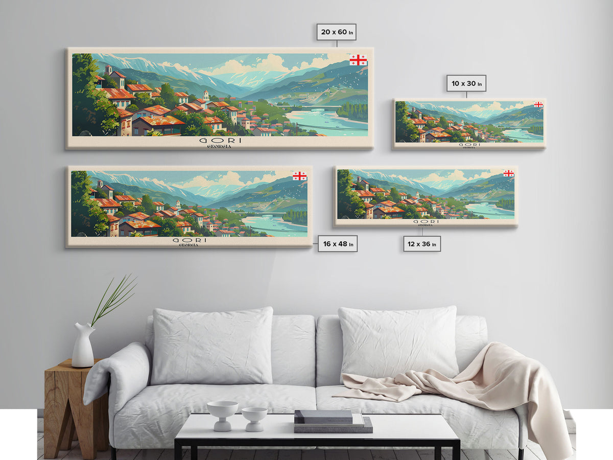 Gori Georgia Travel Print Wall Art, Panoramic City Art, Travel Art, Wall Decor, Vacation Gift, Framed Canvas Print Or Metal Art