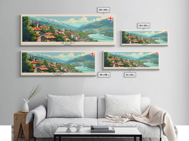 Gori Georgia Travel Print Wall Art, Panoramic City Art, Travel Art, Wall Decor, Vacation Gift, Framed Canvas Print Or Metal Art