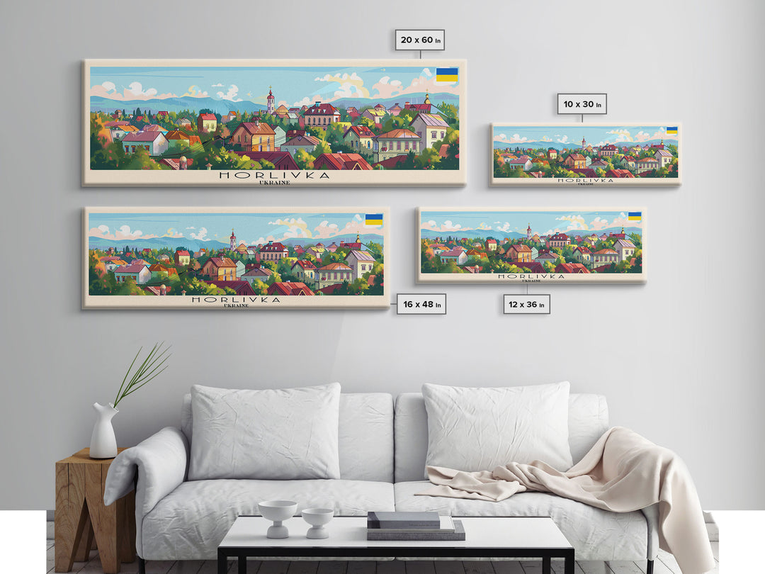 Horlivka Ukraine Wall Art, Panoramic Travel Poster, Panoramic Framed Canvas Print, City Wall Art, Wall Hanging Home Decor, Travel Art