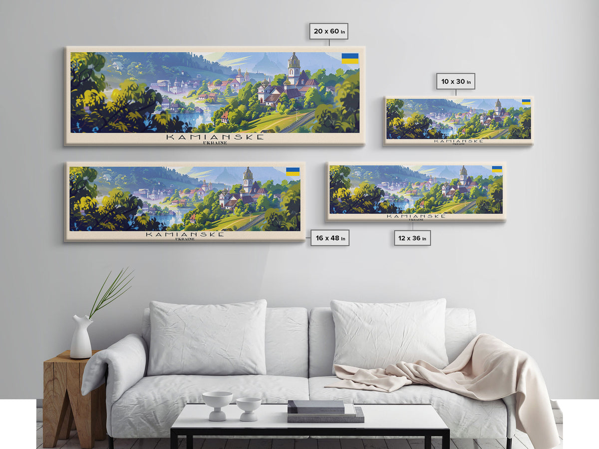 Kamianske Ukraine Wall Art, Panoramic Travel Poster, Panoramic Framed Canvas Print, City Wall Art, Wall Hanging Home Decor, Travel Art