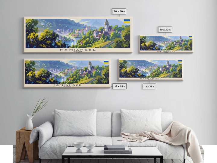 Kamianske Ukraine Wall Art, Panoramic Travel Poster, Panoramic Framed Canvas Print, City Wall Art, Wall Hanging Home Decor, Travel Art