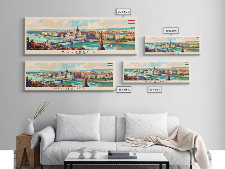 Kecskemet Hungary Wall Art, Panoramic Travel Poster, Panoramic Framed Canvas Print, City Wall Art, Wall Hanging Home Decor, Travel Art