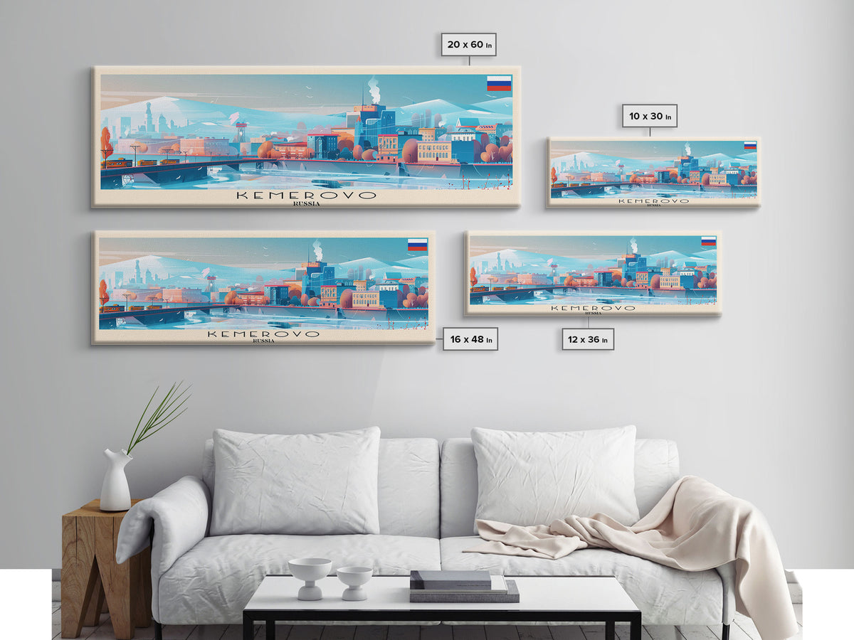 Kemerovo Russia Travel Print Wall Art, Panoramic City Art, Travel Art, Wall Decor, Vacation Gift, Framed Canvas Print Or Metal Art