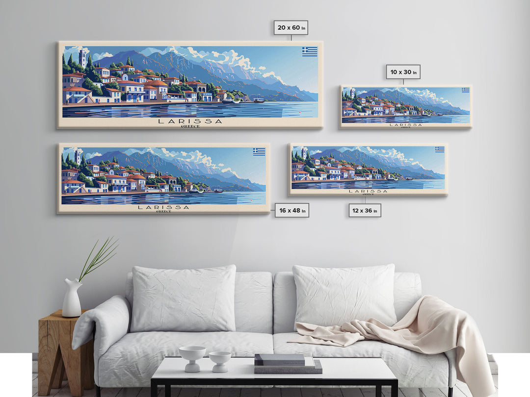 Larissa Greece Travel Print Wall Art, Panoramic City Art, Travel Art, Wall Decor, Vacation Gift, Framed Canvas Print Or Metal Art