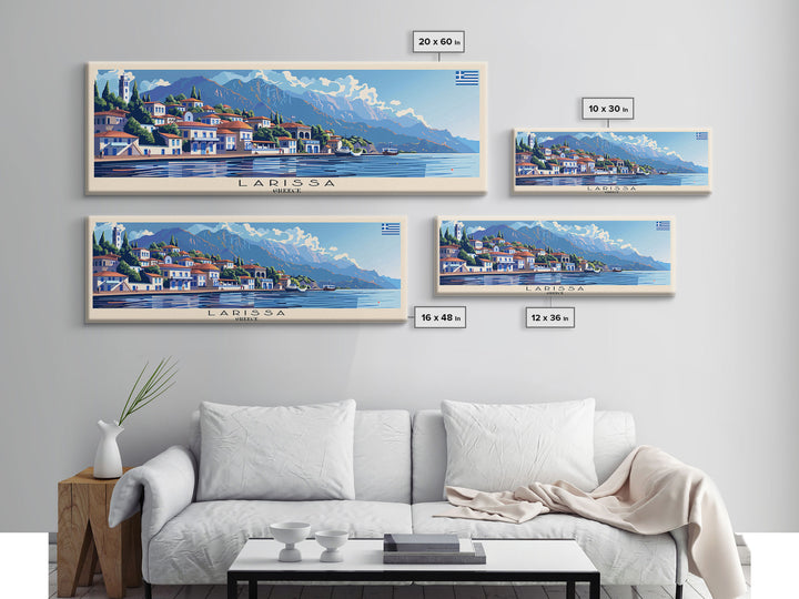 Larissa Greece Travel Print Wall Art, Panoramic City Art, Travel Art, Wall Decor, Vacation Gift, Framed Canvas Print Or Metal Art