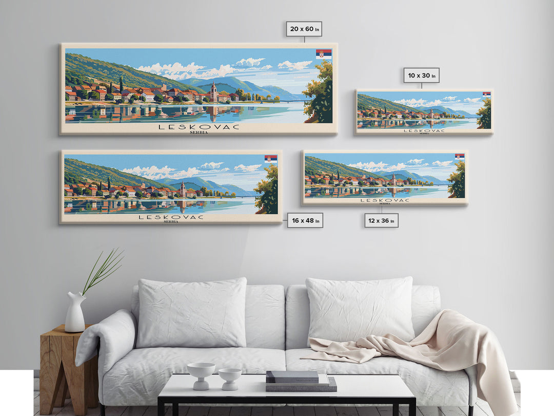 Leskovac Serbia Wall Art, Panoramic Travel Poster, Panoramic Framed Canvas Print, City Wall Art, Wall Hanging Home Decor, Travel Art