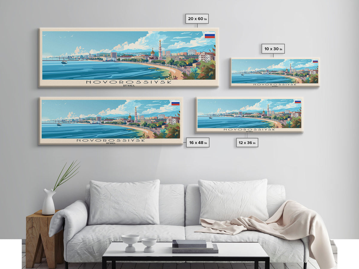 Novorossiysk Russia Wall Art, Panoramic Travel Poster, Panoramic Framed Canvas Print, City Wall Art, Wall Hanging Home Decor, Travel Art