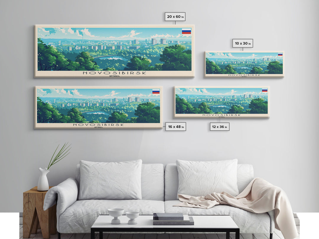 Novosibirsk Russia Travel Print Wall Art, Panoramic City Art, Travel Art, Wall Decor, Vacation Gift, Framed Canvas Print Or Metal Art