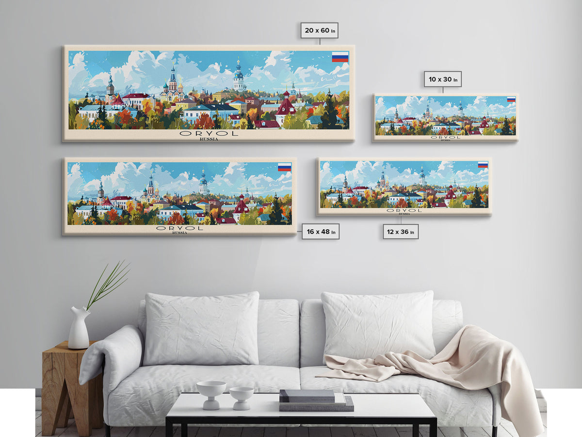 Oryol Russia Wall Art, Panoramic Travel Poster, Panoramic Framed Canvas Print, City Wall Art, Wall Hanging Home Decor, Travel Art