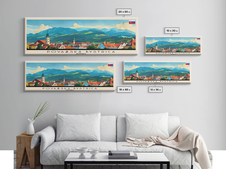 Povazska Bystrica Slovakia Travel Print Wall Art, Panoramic City Art, Travel Art, Wall Decor, Vacation Gift, Framed Canvas Print Or Metal Art