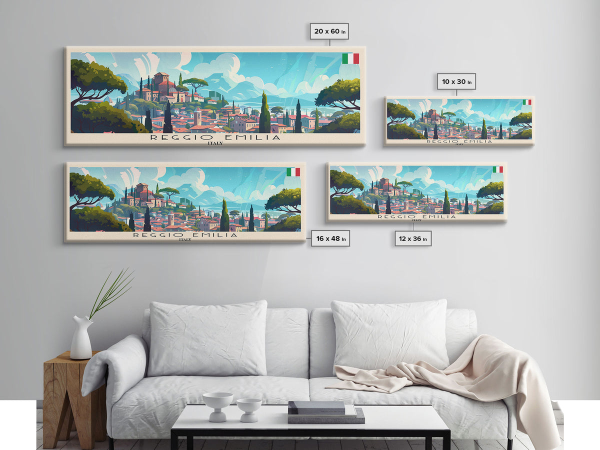Reggio Emilia Travel Print Wall Art, Panoramic City Art, Travel Art, Wall Decor, Vacation Gift, Framed Canvas Print Or Metal Art