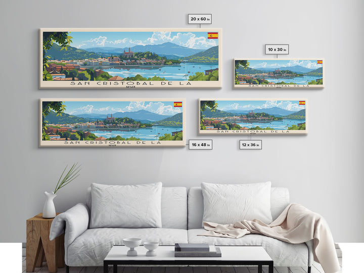 San Cristobal De la Laguna Spain Travel Art, City Art, Framed Canvas Print or Metal Wall Art, Europe Travel Poster, Panoramic Wall Art, Extra Wide Wall Art