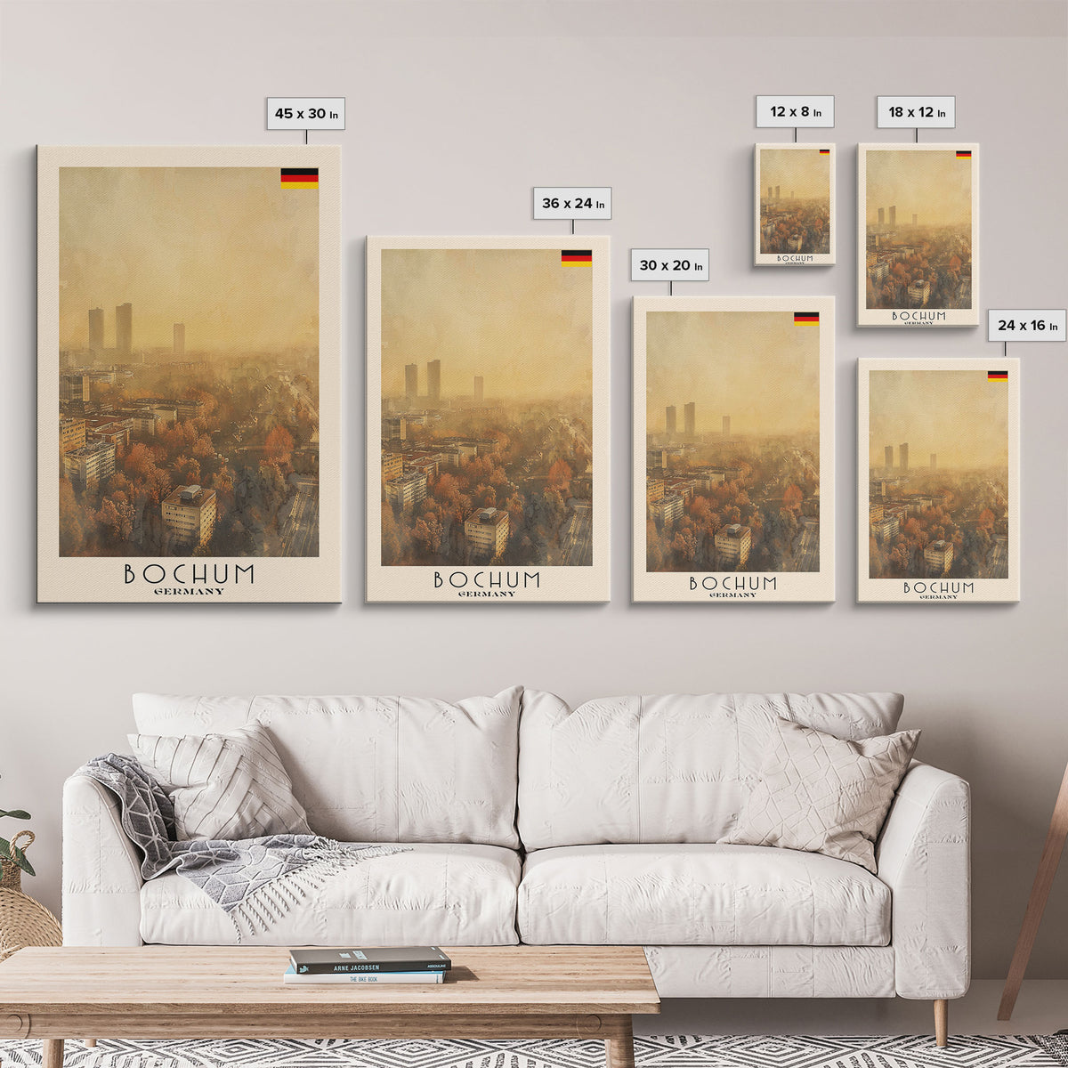 Bochum Germany Travel Poster Framed Canvas Print, Wall Art, Home Decor, Travel Print, Autumn Scene, Modern Art, Original Art