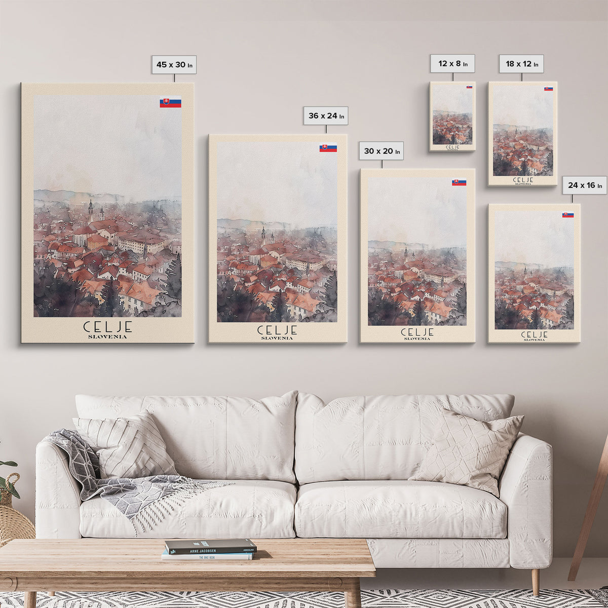 Celje Slovenia Travel Poster Framed Canvas Print, Wall Art, Home Decor, Travel Print, Vacation Gift, Watercolor Painting, Original Art