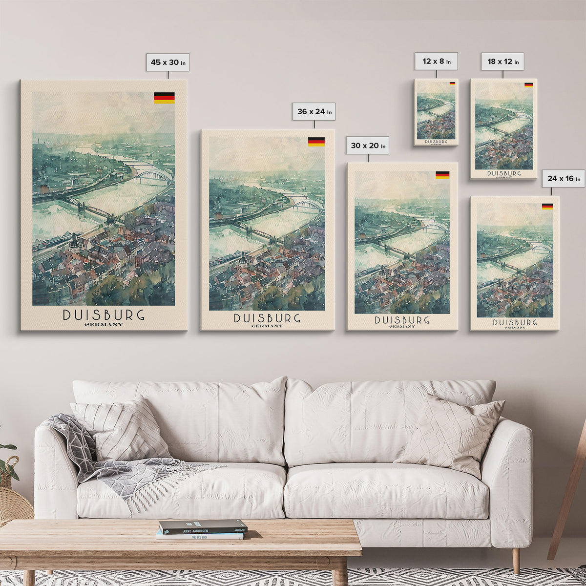 Duisburg, Germany Framed Canvas Print. Ideal Wall Art for Modern Living Room or Bedroom Decor, Stunning Urban Travel Poster.