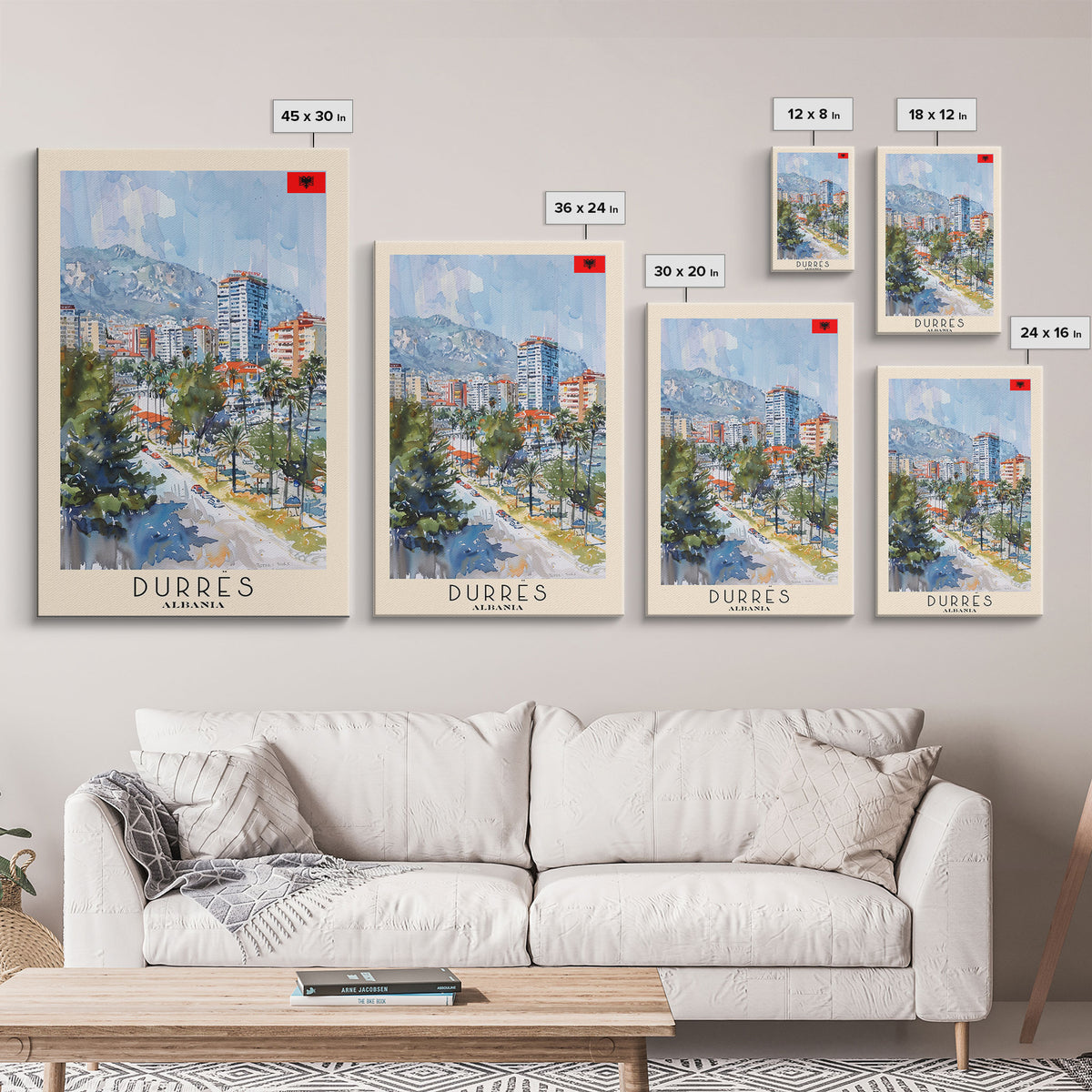 Durres, Albania Coastal Framed Canvas Print. Beautiful Wall Art for Living Room or Bedroom, Charming Travel Poster Art.