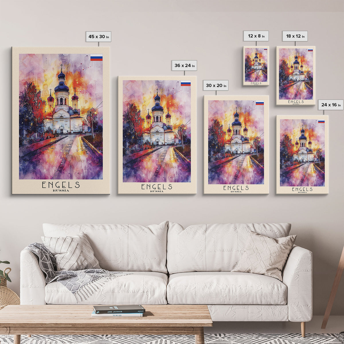 Engels, Russia Captivating Framed Canvas Print. Architectural Wall Art for Living Room or Bedroom Decor, Travel Poster.