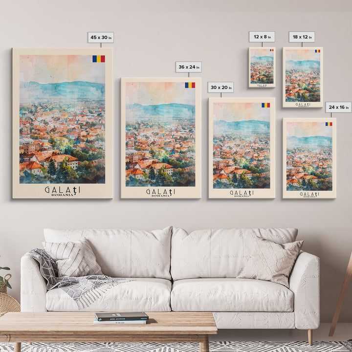 Galati, Romania Travel Poster Art, Framed Canvas Print for Living Room or Bedroom, Scenic Wall Art, Perfect Home Decoration