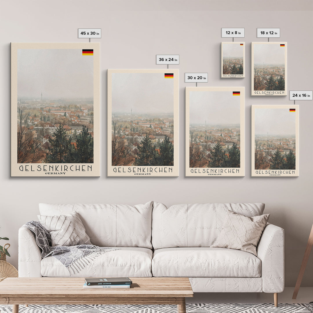 Gelsenkirchen, Germany Travel Poster Art, Framed Canvas Print for Living Room or Bedroom, Urban Wall Art, Home Decoration