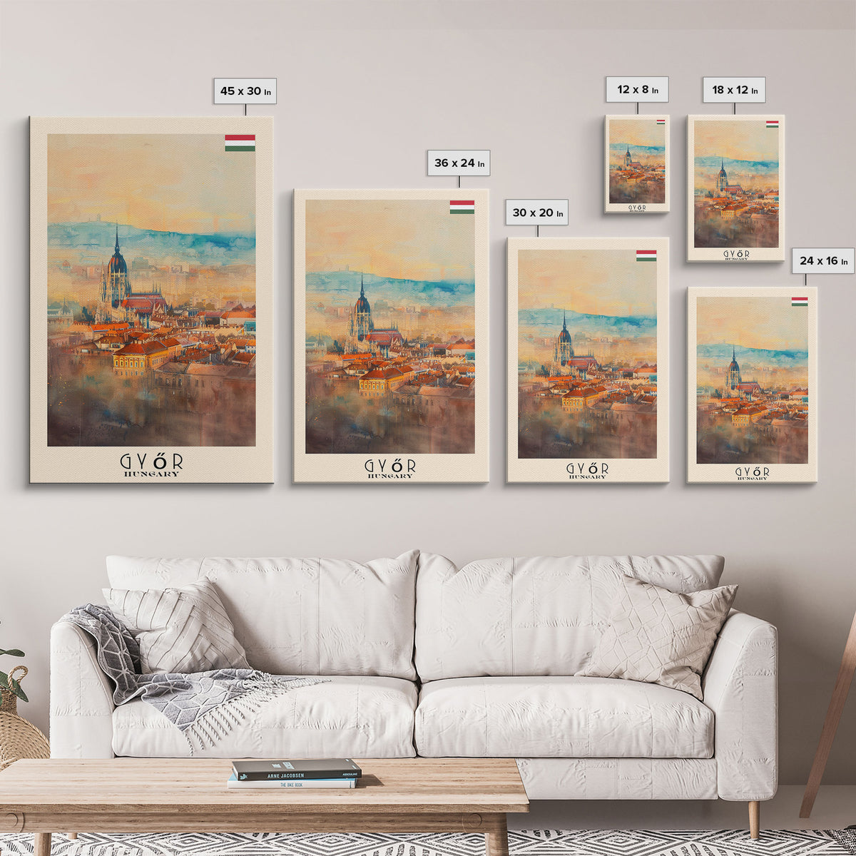 Győr Hungary Cityscape Art, Framed Canvas Print, Bedroom Wall Art, Travel Poster Art, Home Decoration, Hungarian Wall Art