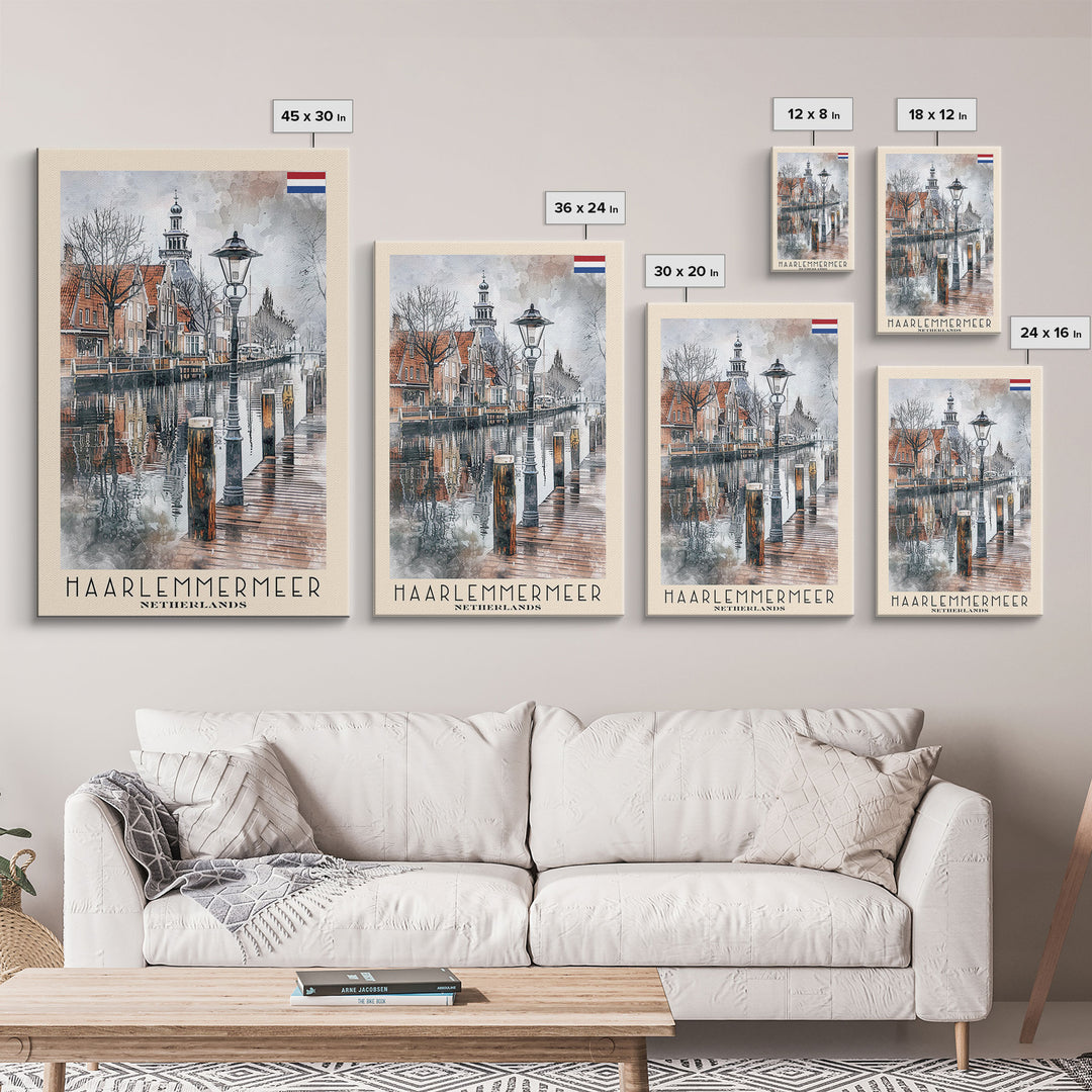Haarlem Netherlands Historic City Art, Framed Canvas Print, Living Room Wall Art, Travel Poster, Home Decor, Dutch Wall Art
