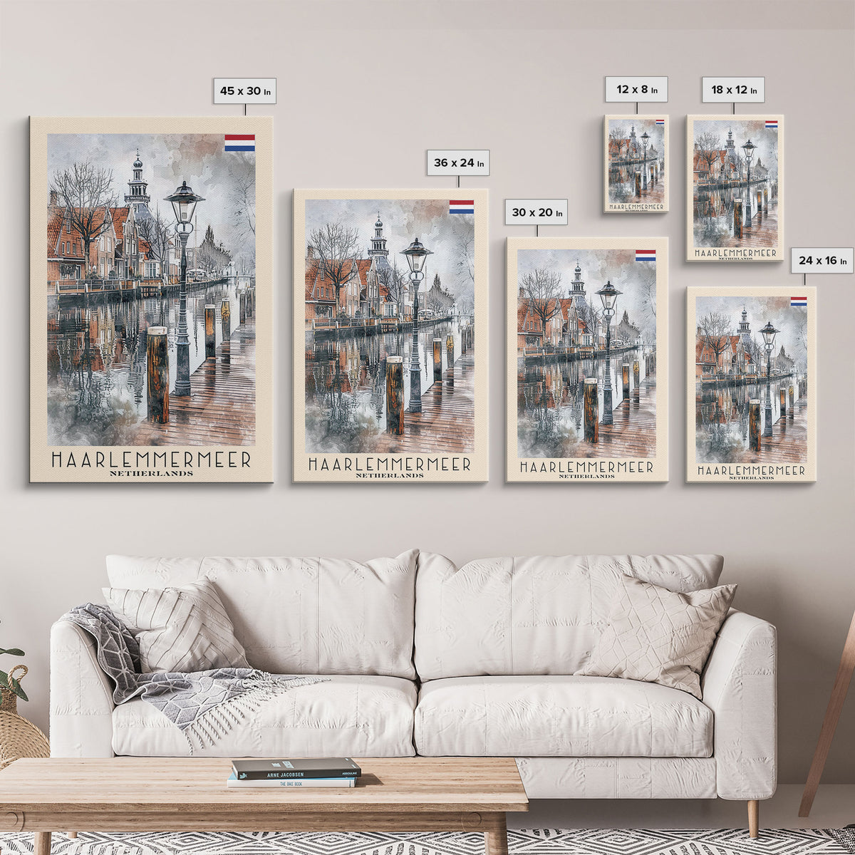 Haarlem Netherlands Historic City Art, Framed Canvas Print, Living Room Wall Art, Travel Poster, Home Decor, Dutch Wall Art