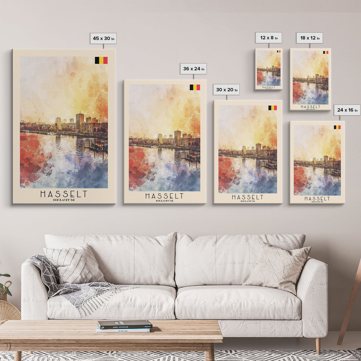 Hasselt Belgium Urban Cityscape Art, Framed Canvas Wall Art, Living Room Decor, Modern Home Decor, City Poster Art Print, Travel Poster Art