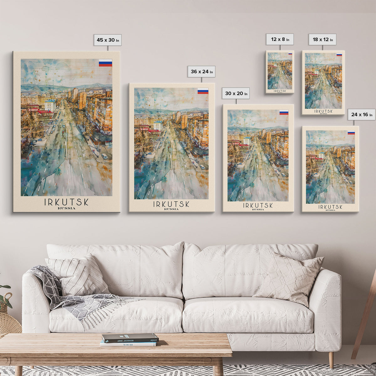 Irkutsk Russia Urban Cityscape Art Print, Stunning Canvas Print for Home Decor, Travel Poster for Living Room Wall Art, Russian City View