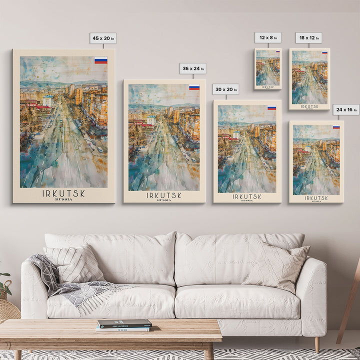 Irkutsk Russia Urban Cityscape Art Print, Stunning Canvas Print for Home Decor, Travel Poster for Living Room Wall Art, Russian City View