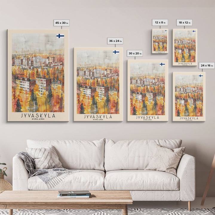 Jyvaskyla Finland Scenic Waterfront, Framed Canvas Print, Travel Poster, Nordic Wall Art, Living Room Decor, Peaceful Landscape, Home Tranquility