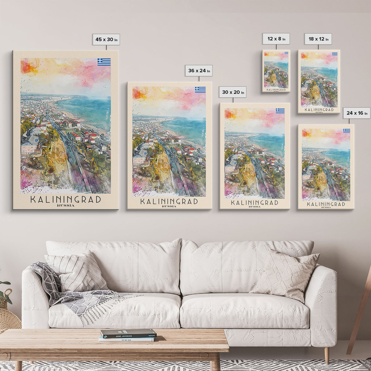 Kaliningrad Russia Urban Landscape, Framed Canvas Print, Travel Poster, Modern Wall Art, Office Decor, Russian Cityscape, Contemporary Home Decoration