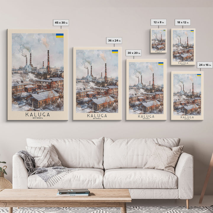 Kaluga Russia Cityscape View, Framed Canvas Print, Travel Poster, Wall Art, Urban Decor, Modern Home Decoration, Living Room Art, Russian City