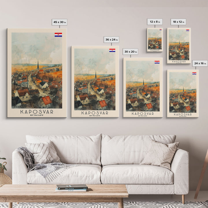 Kaposvar Hungary Urban Landscape, Framed Canvas Print, Travel Poster, Wall Art, Home Decoration, Cityscape Decor, Living Room Art, Hungarian City