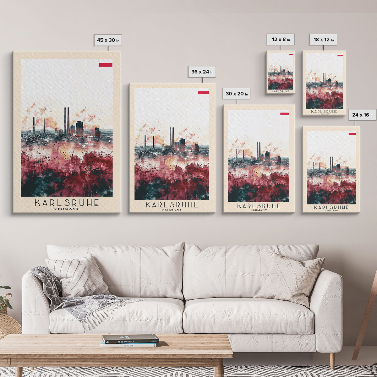 Karlsruhe Germany Urban Landscape, Framed Canvas Print, Travel Poster, Wall Art, Office Decor, Cityscape Art, Modern Home Decoration, German City