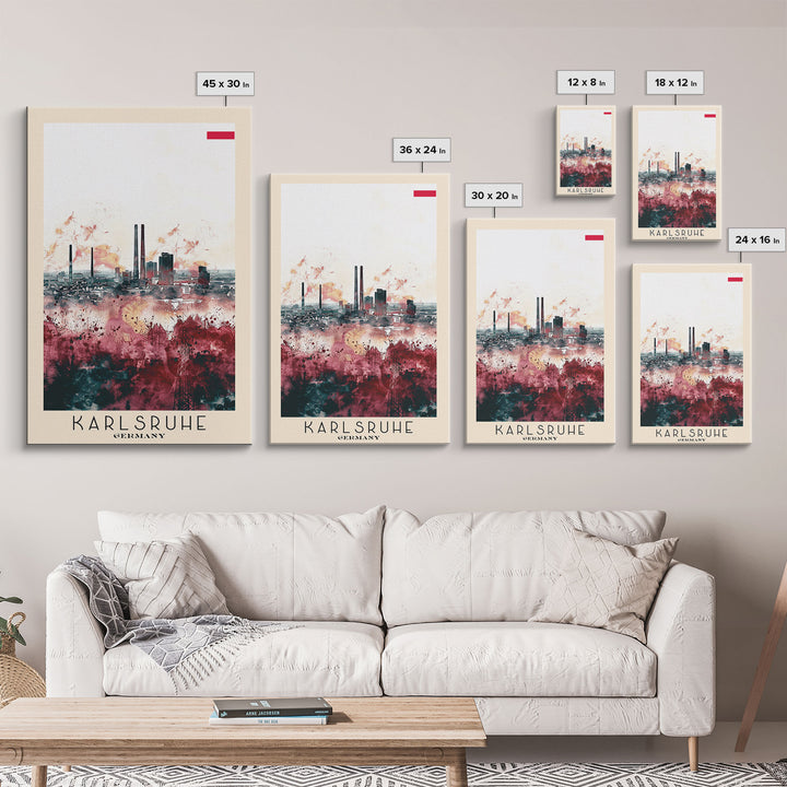 Karlsruhe Germany Urban Landscape, Framed Canvas Print, Travel Poster, Wall Art, Office Decor, Cityscape Art, Modern Home Decoration, German City