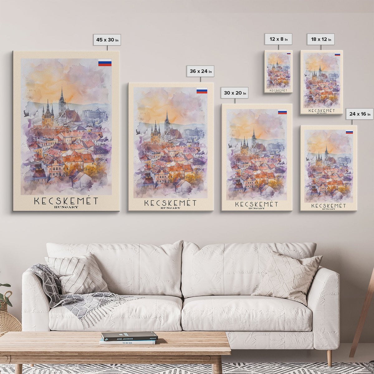 Kecskemet Hungary Urban Landscape, Framed Canvas Print, Travel Poster, Wall Art, Home Decoration, Cityscape Decor, Living Room Art, Hungarian City