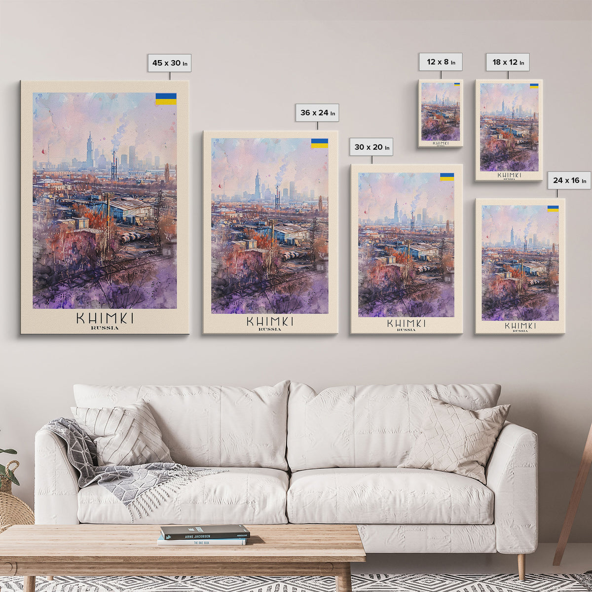 Khimki Russia Scenic Landscape, Framed Canvas Print, Travel Poster, Wall Art, Home Decor, Living Room Decoration, Russian City Art