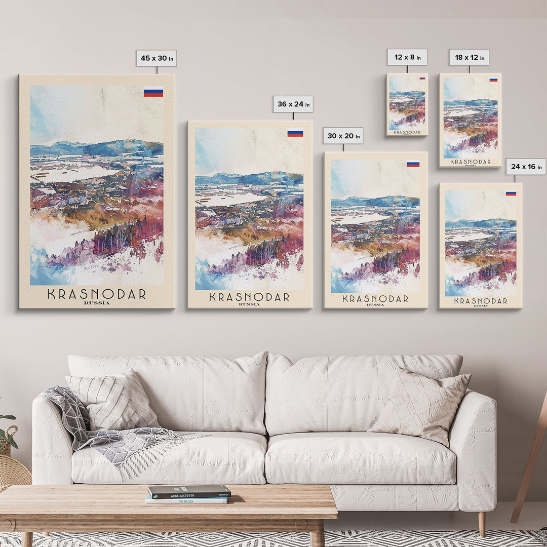 Krasnodar Russia Travel Poster Framed Canvas Print, Abstract Landscape Art, Wall Decor, Home Decoration, Travel Print, Artistic Gift