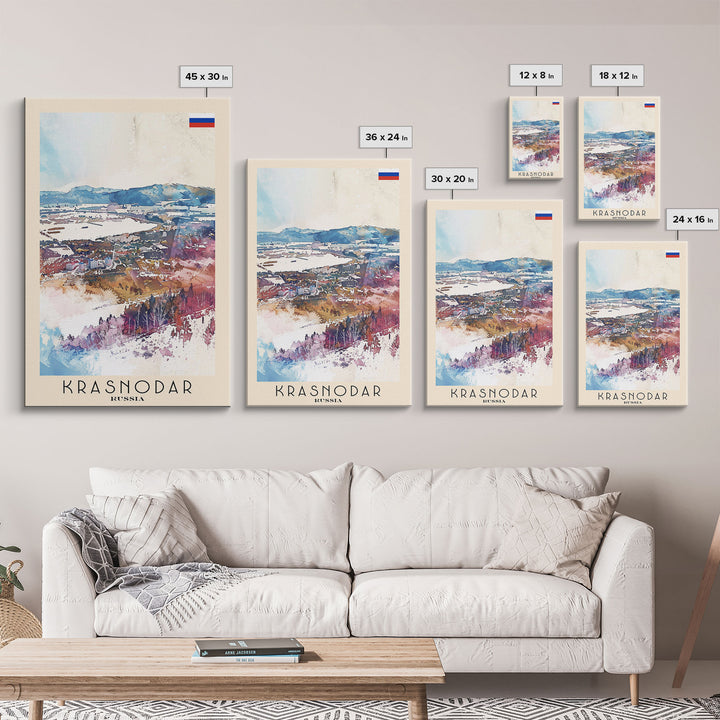 Krasnodar Russia Travel Poster Framed Canvas Print, Abstract Landscape Art, Wall Decor, Home Decoration, Travel Print, Artistic Gift