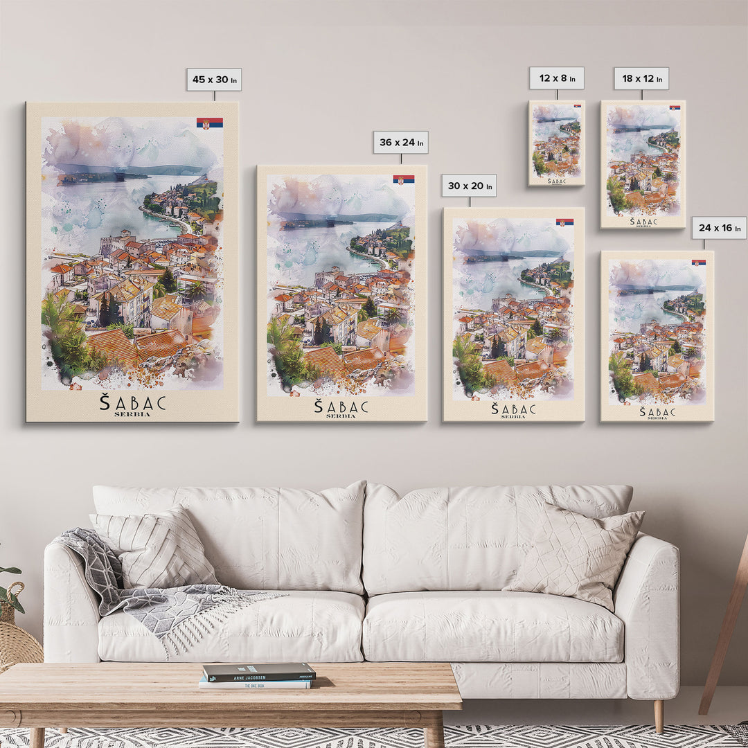 Picturesque Acharnes Greece Coastal Village, Framed Canvas Print, Living Room Art, Mediterranean Style, Home Decoration