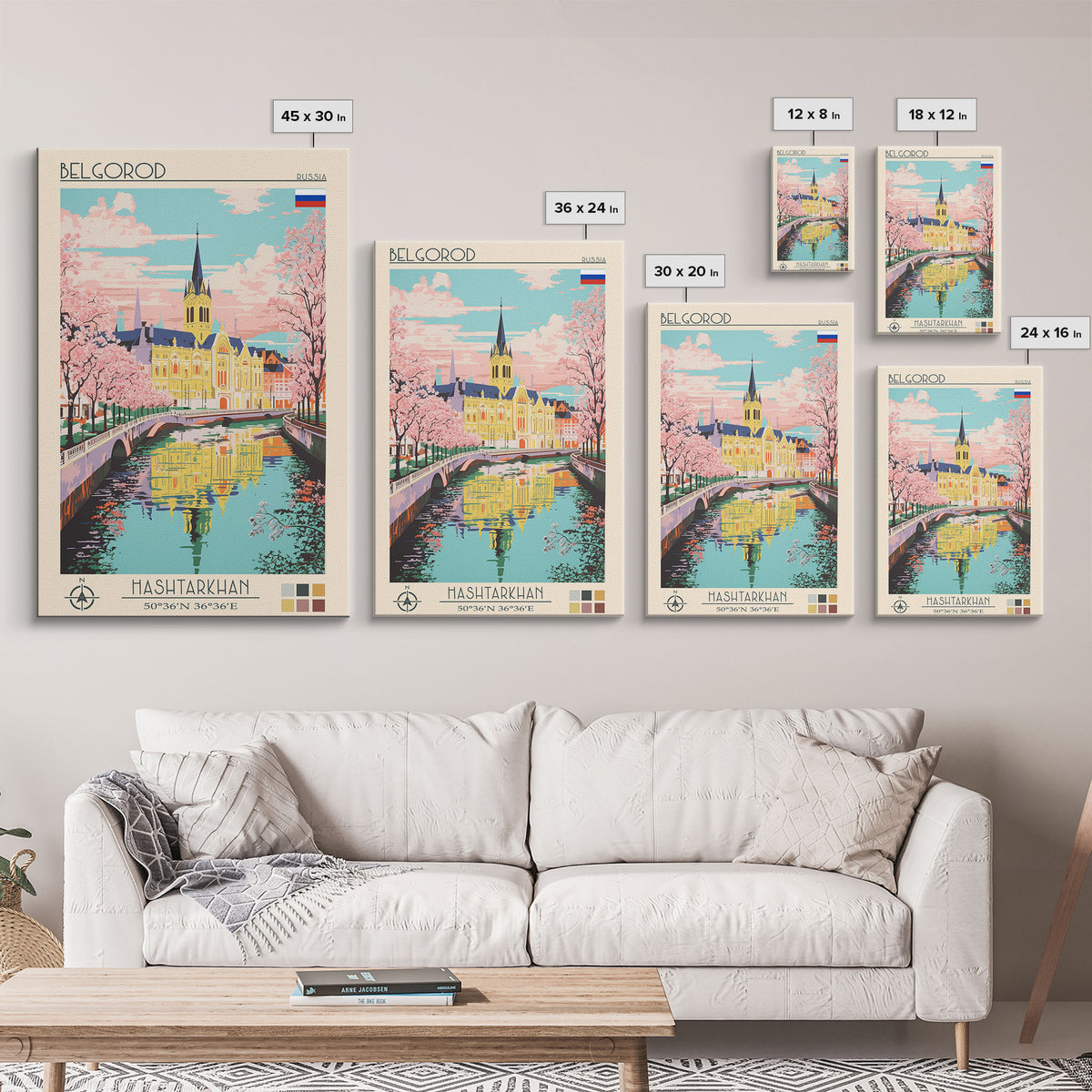 Belgorod Russia Travel Poster Framed Canvas Print, Midcentury Modern Art, Pop Art Wall Decor, Home Decor, Vacation Gift, Living Room Art