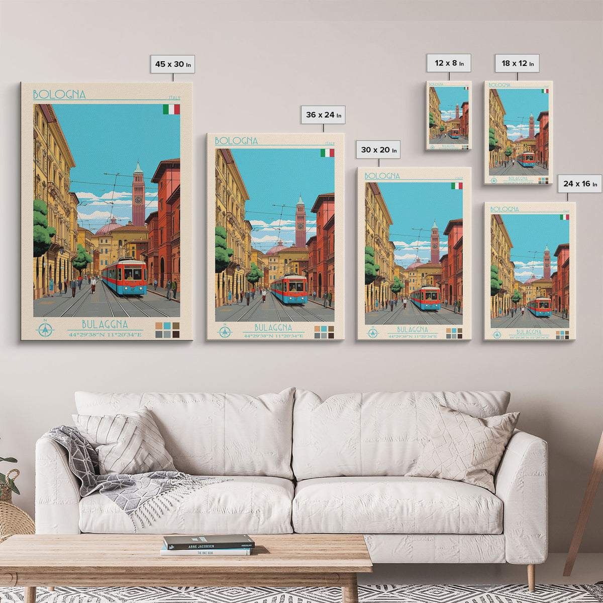 Bologna Italy Travel Poster Framed Canvas Print, Vintage Style, Pop Art Home Decor, Scenic Wall Art, Living Room Decoration, Artistic Gift