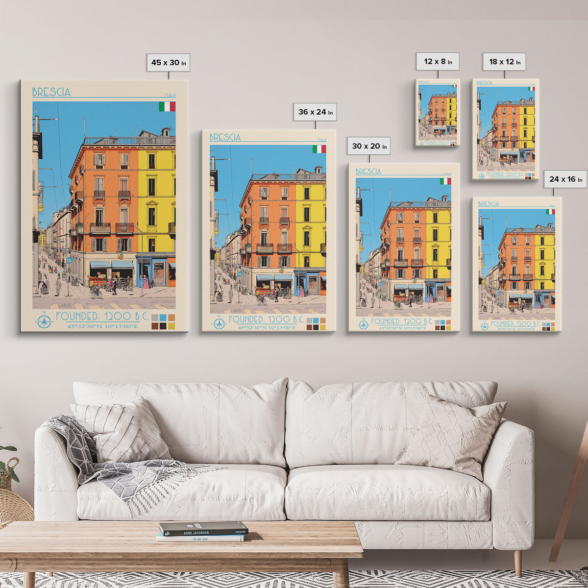 Brescia Italy Travel Poster Framed Canvas Print, Vintage Style, Pop Art Home Decor, Scenic Wall Art, Living Room Decoration, Artistic Gift