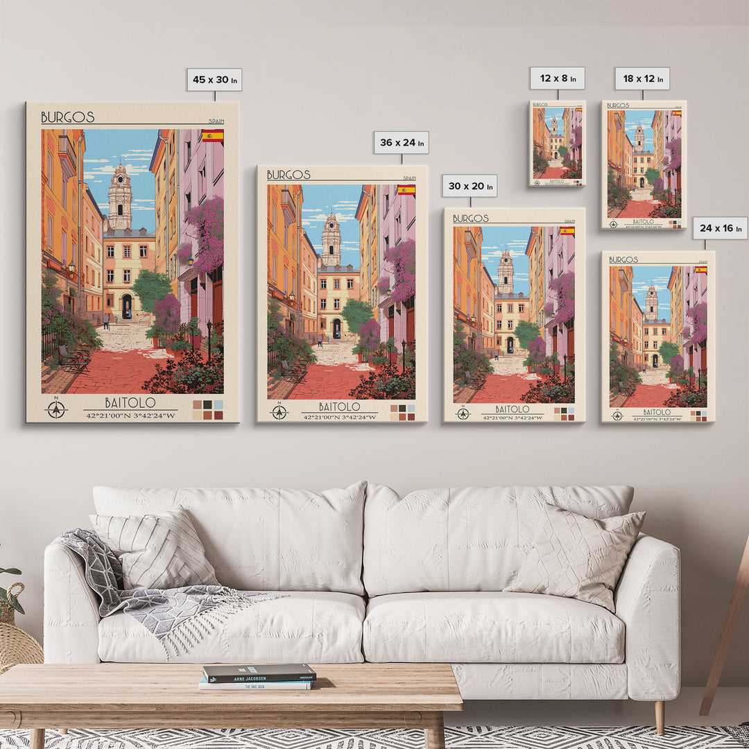 Burgos Spain Travel Poster Framed Canvas Print, Vintage Style, Pop Art Home Decor, Scenic Wall Art, Living Room Decoration, Artistic Gift
