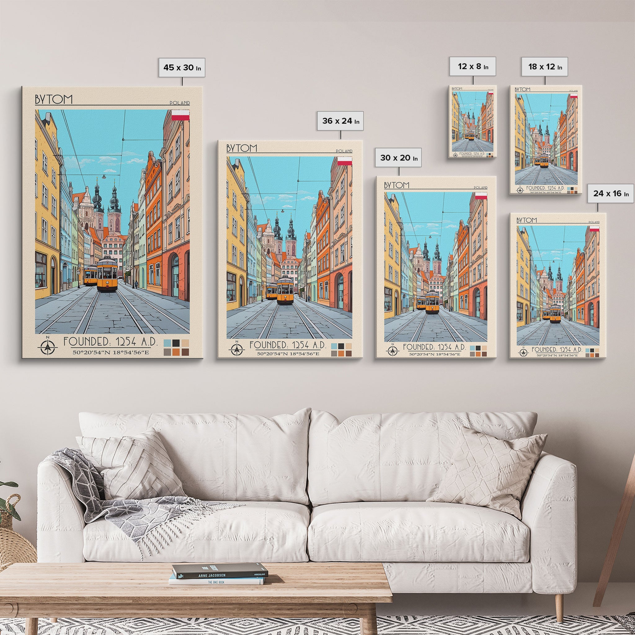 Bytom Poland Travel Poster Framed Canvas Print, Vintage Style, Pop Art Home Decor, Scenic Wall Art, Living Room Decoration, Artistic Gift