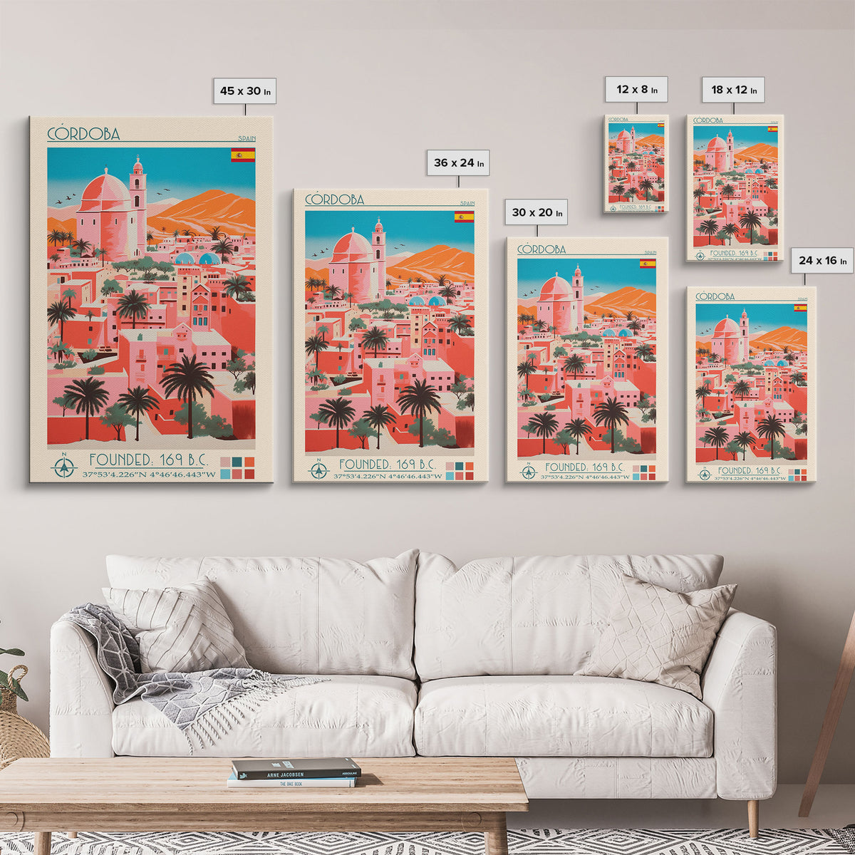Cordoba Spain Travel Poster Framed Canvas Print, Vintage Style, Pop Art Home Decor, Scenic Wall Art, Living Room Decoration, Artistic Gift