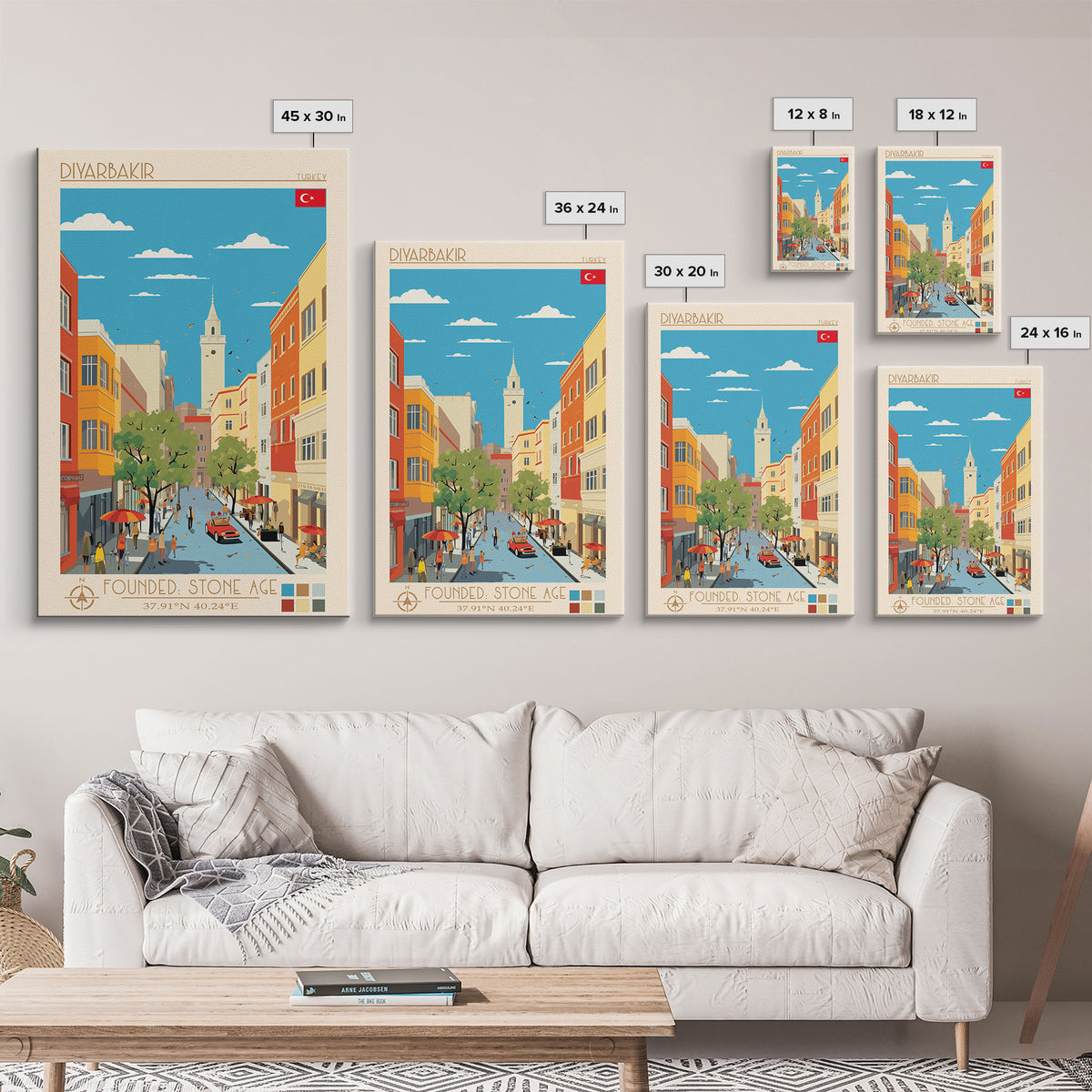 Diyarbakir Turkey Travel Poster Framed Canvas Print, Vintage Style, Pop Art Home Decor, Scenic Wall Art, Living Room Decoration, Artistic Gift